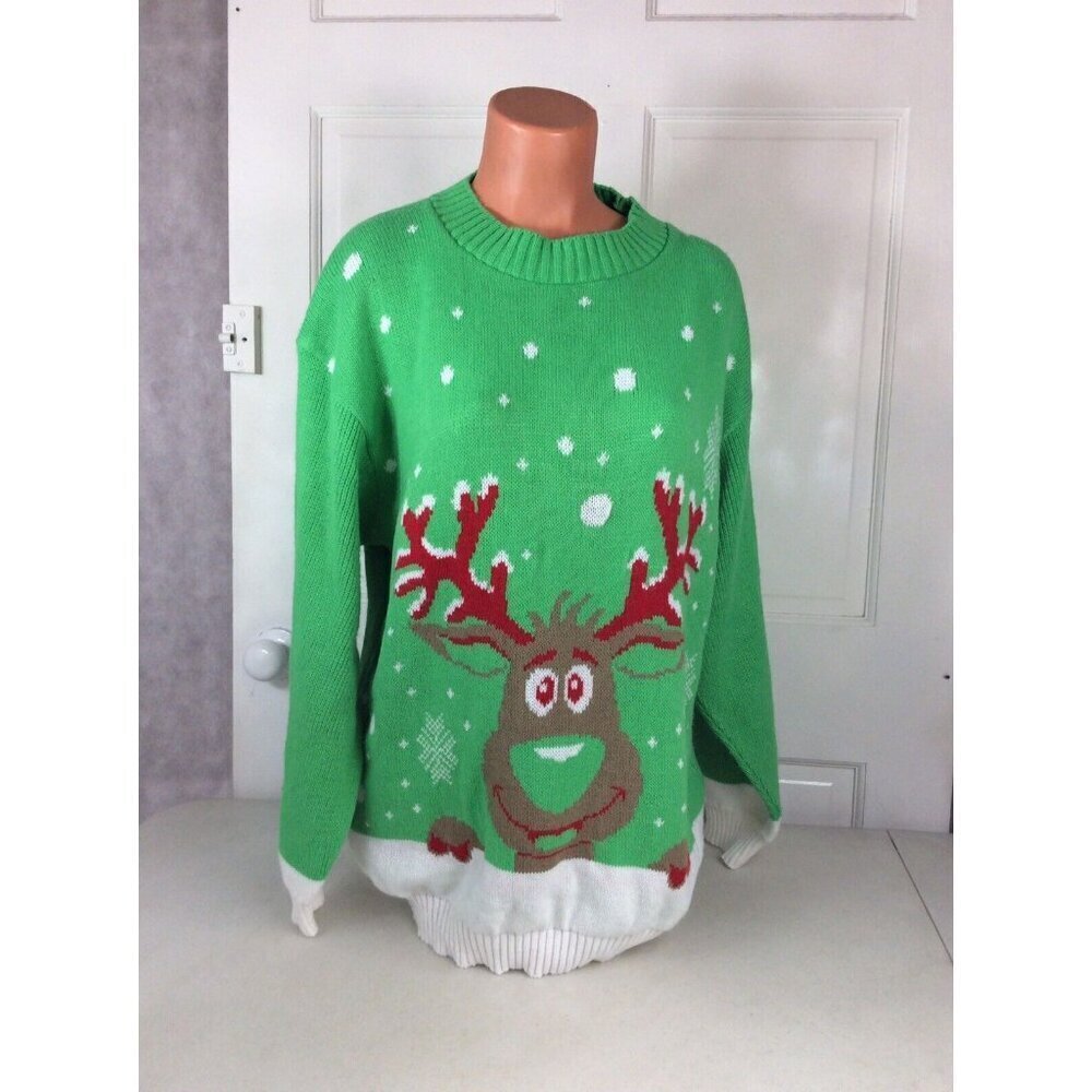 IQ Collection Ugly Christmas Sweater Reindeer Womens Medium - Picture 3 of 5